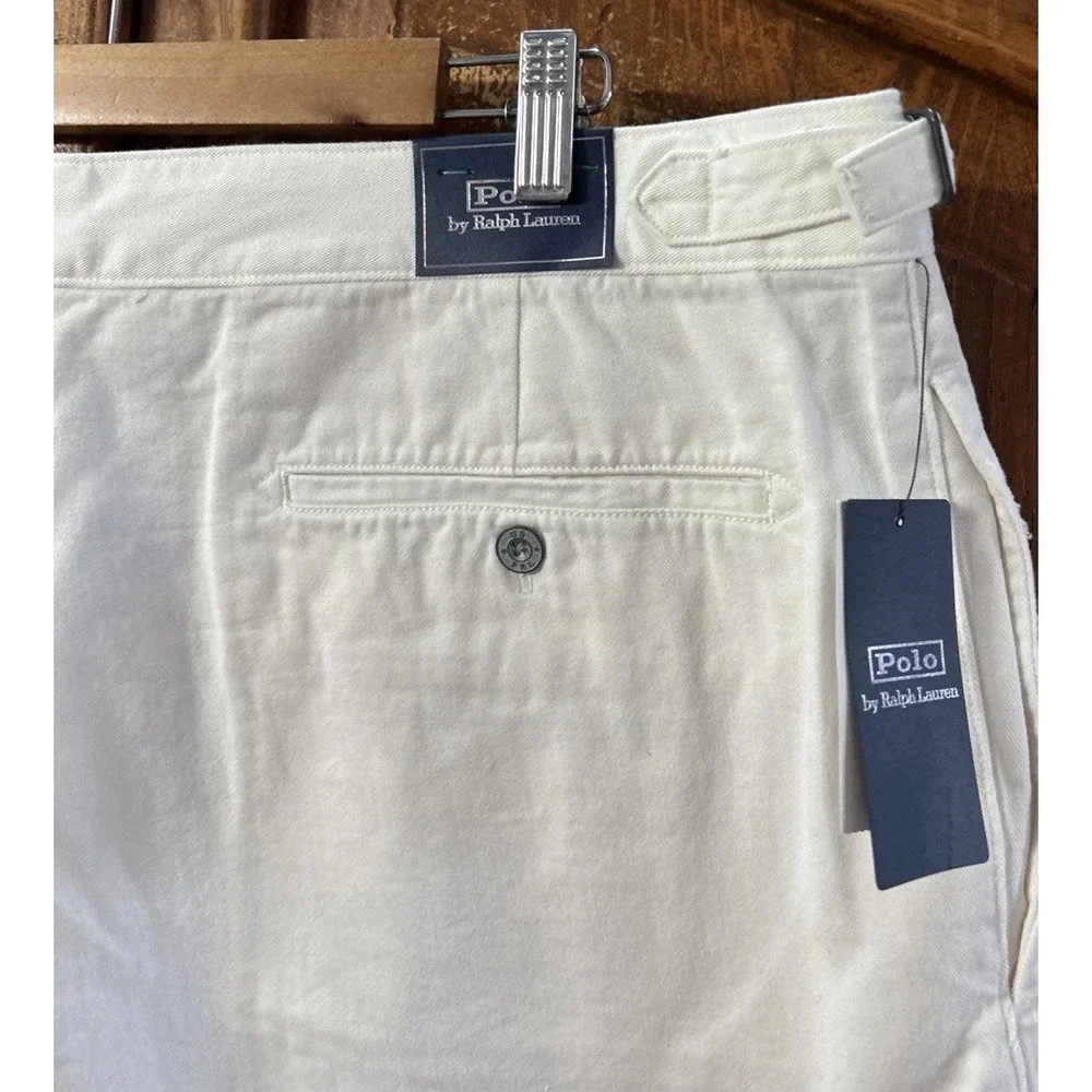 NWT Mens Polo Ralph Lauren Chino Shorts‎ Pleated Side Buckles Sz 42 7